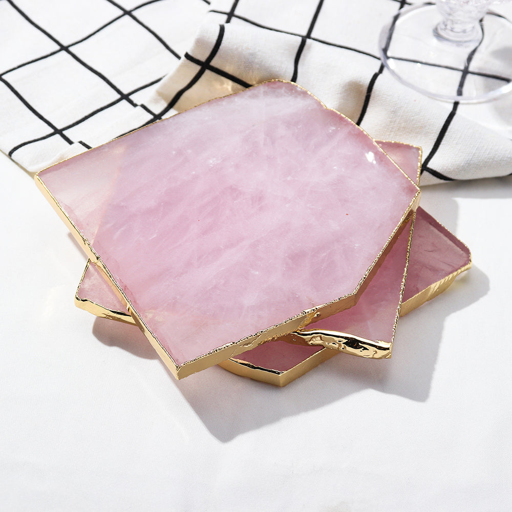 Rose Quartz Crystal Luxury Coaster