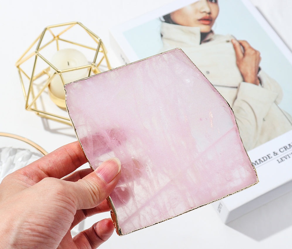Rose Quartz Crystal Luxury Coaster