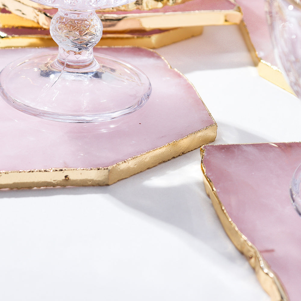 Rose Quartz Crystal Luxury Coaster