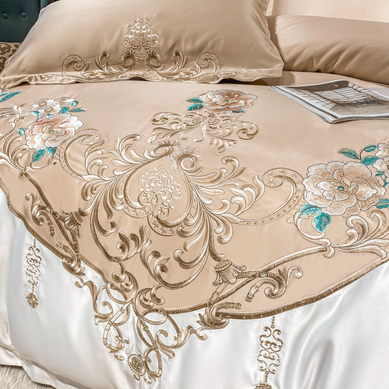 Julieta Akaroa Luxury 600 TC Egyptian Cotton Flowers Royal Embroidery Duvet Bedding Set - DARIYA HOME