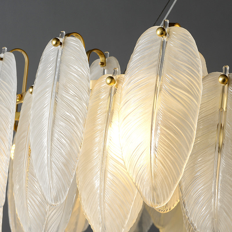 Lustre de luxe en plumes de verre fait main Domitia