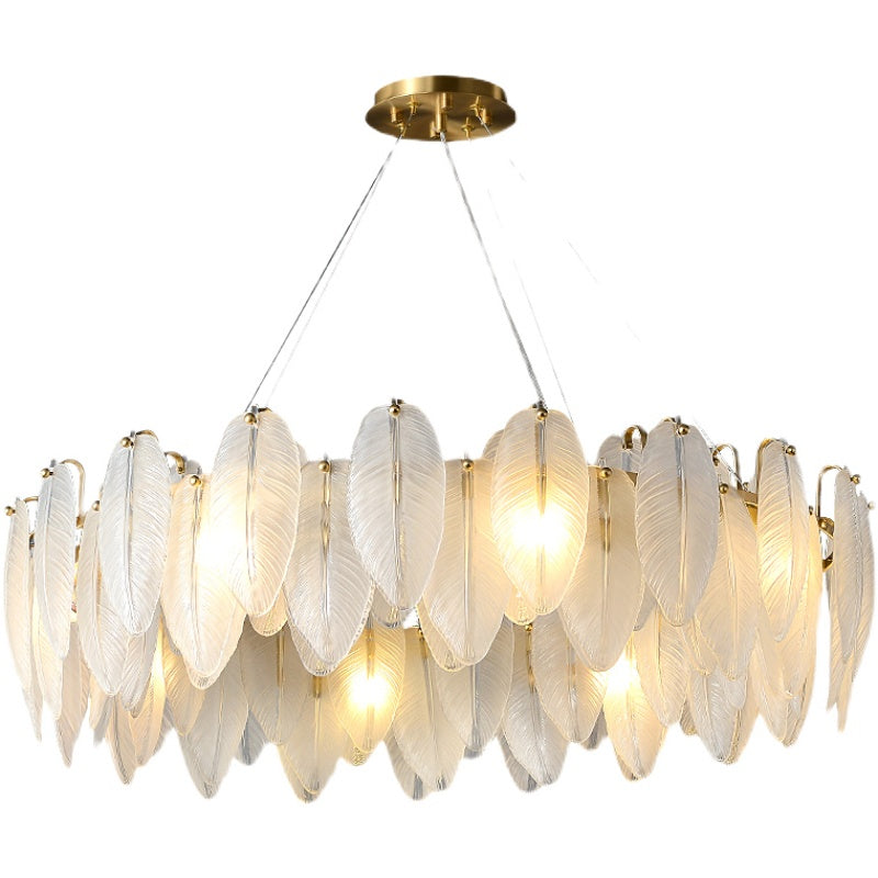 Lustre de luxe en plumes de verre fait main Domitia