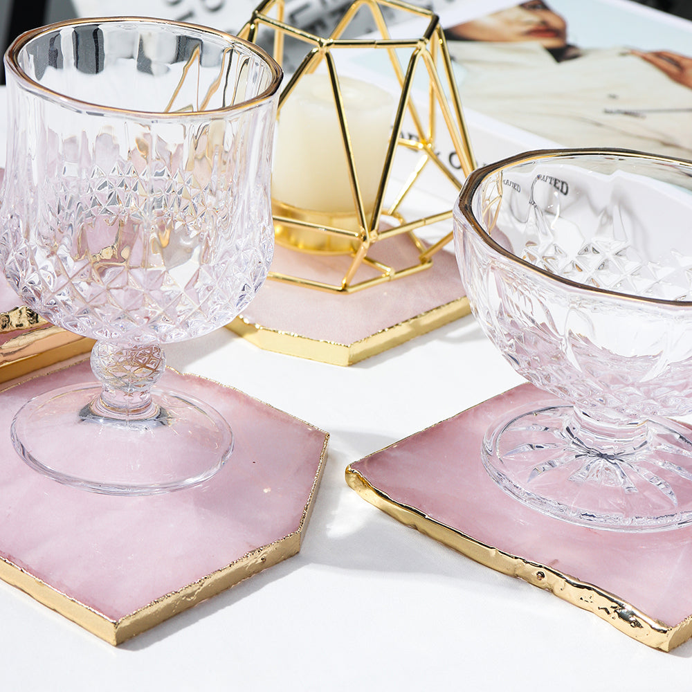 Rose Quartz Crystal Luxury Coaster