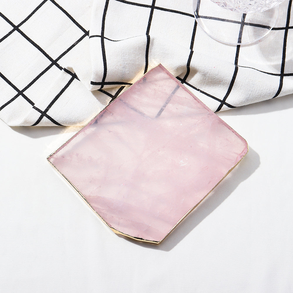 Rose Quartz Crystal Luxury Coaster