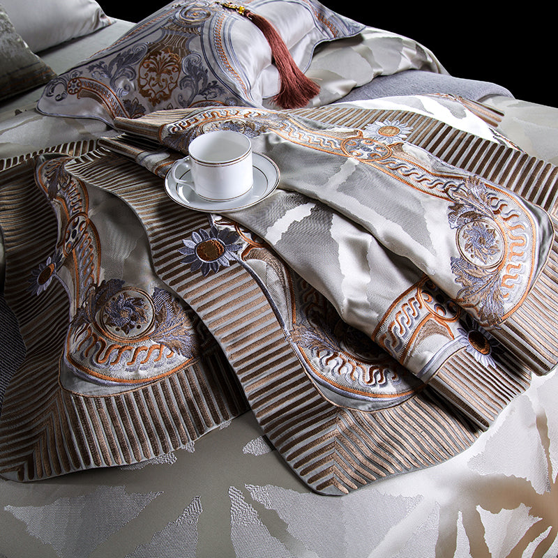 Miranda Luxury Satin Cotton Royal Embroidery Duvet Bedding Set - DARIYA HOME