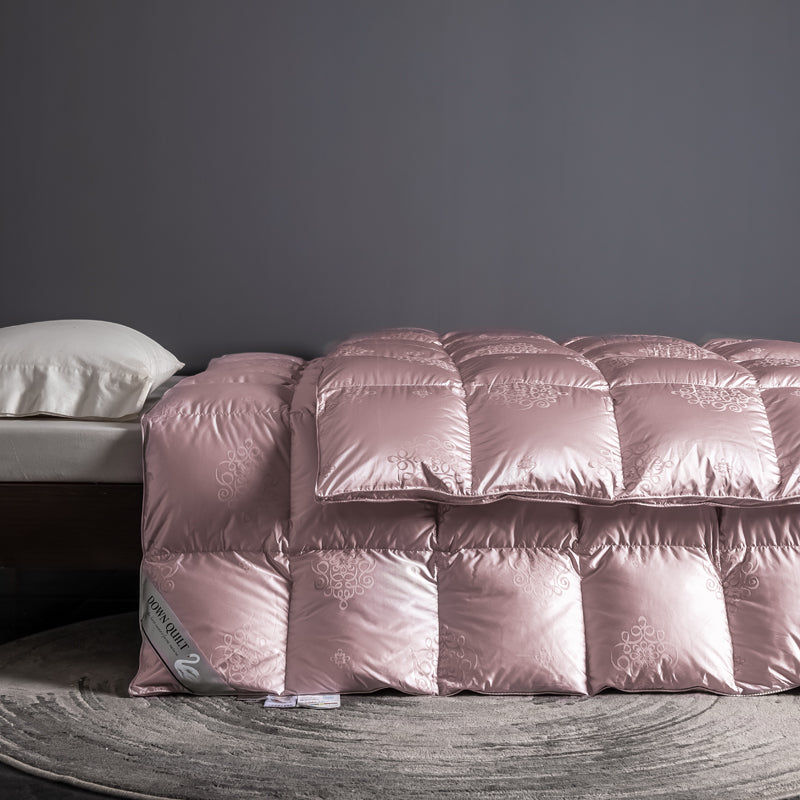 Teva Bazaar Quilted Brocade Jacquard Goose Down All Seasons Luxury Comforter - DARIYA HOME