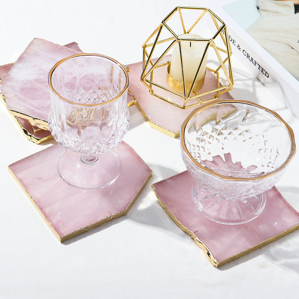 Rose Quartz Crystal Luxury Coaster