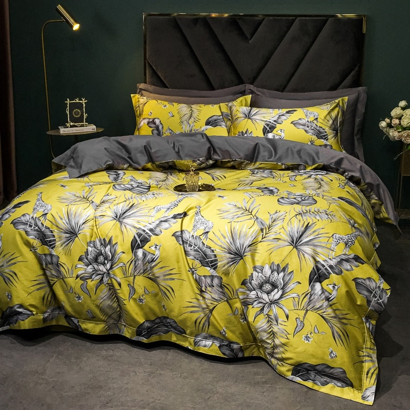 Brigitte Sahara Sand Floral Design Egyptian Cotton Bedding Set - DARIYA HOME