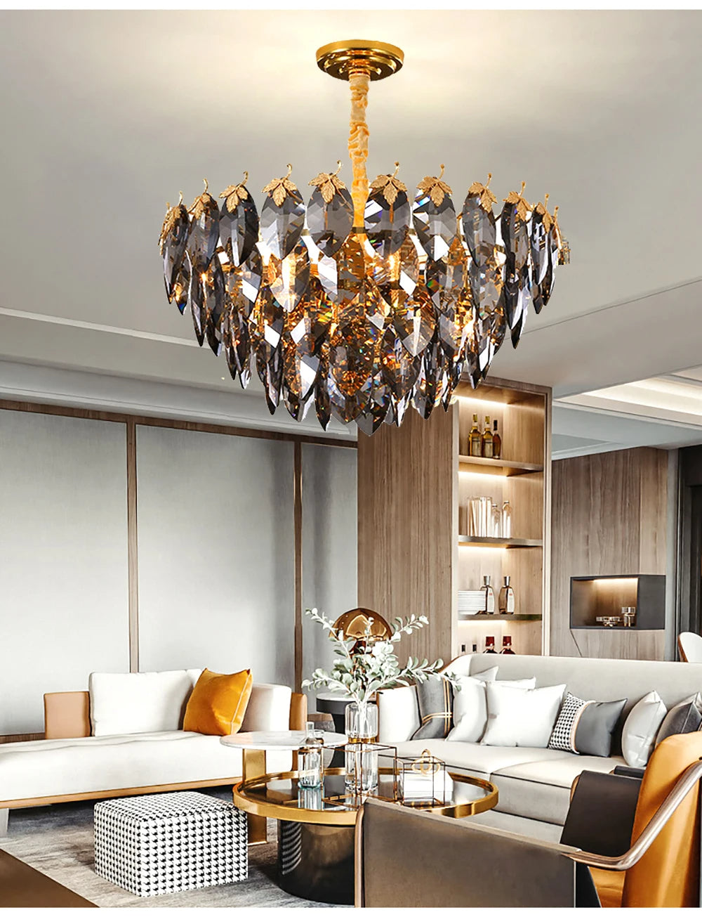 Marcellus Luxury Crystal Leaves Handcrafted Chandelier