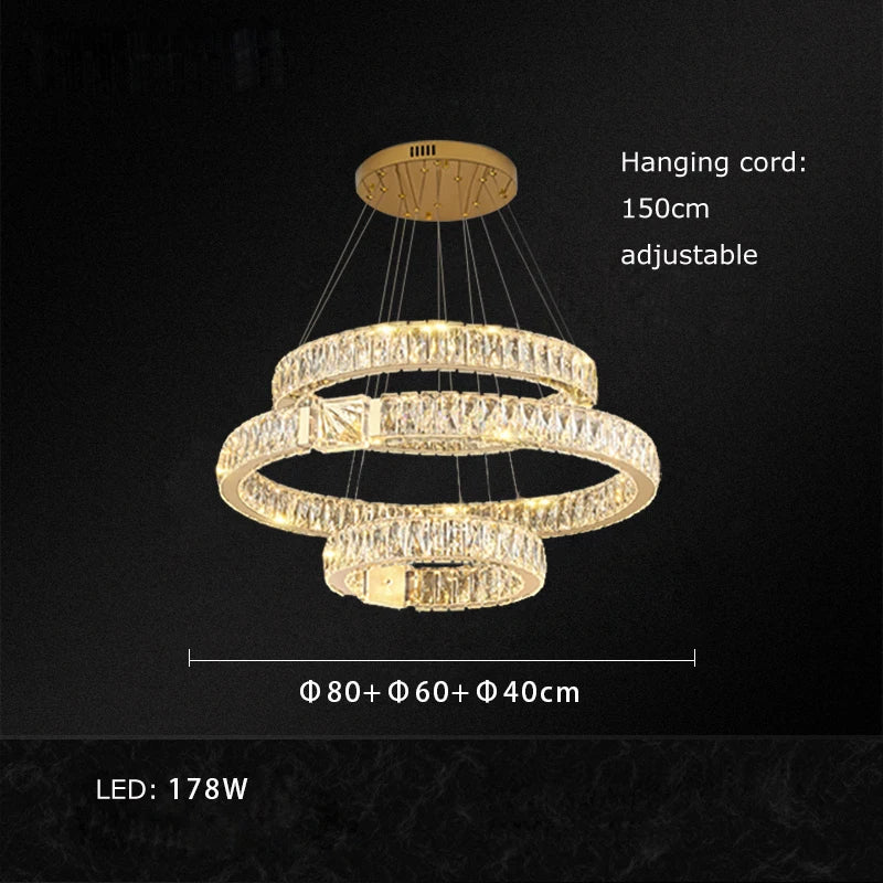 Lustre suspendu en cristal de luxe Junia