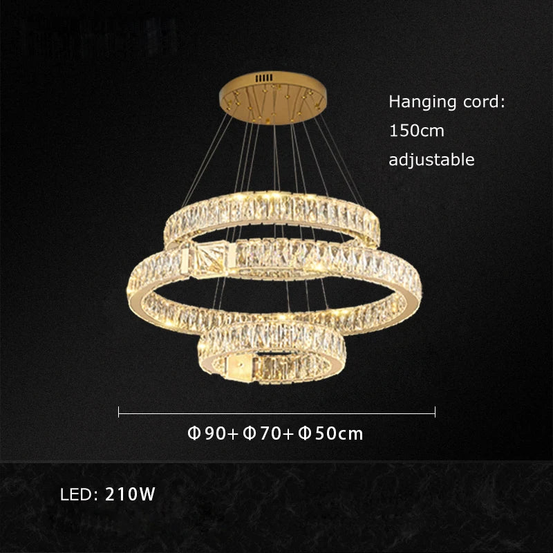 Lustre suspendu en cristal de luxe Junia