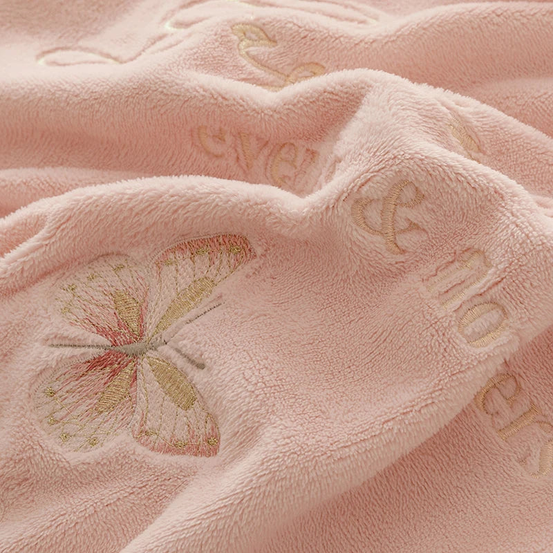 Agnes Pink Thickened Velvet Soft Fleece Bedding Set