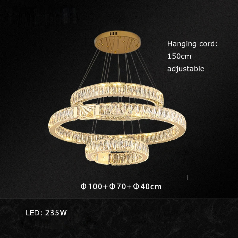 Lustre suspendu en cristal de luxe Junia