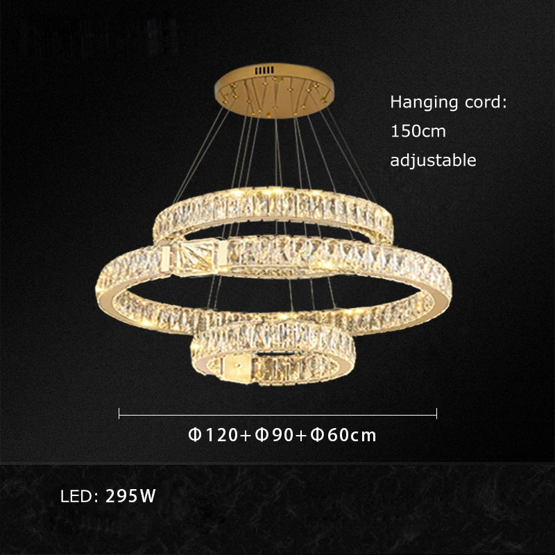 Lustre suspendu en cristal de luxe Junia