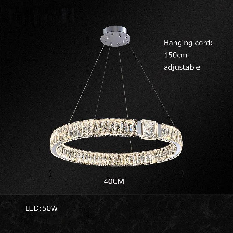 Lustre suspendu en cristal de luxe Junia