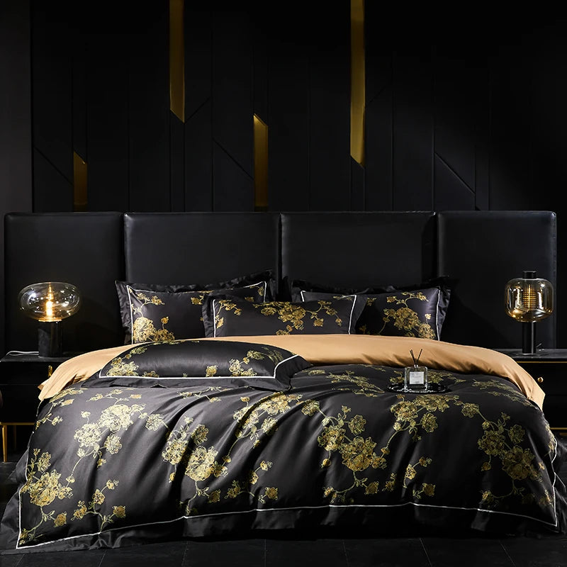 Giuliana Black 1000TC Egyptian Cotton Bedding Set