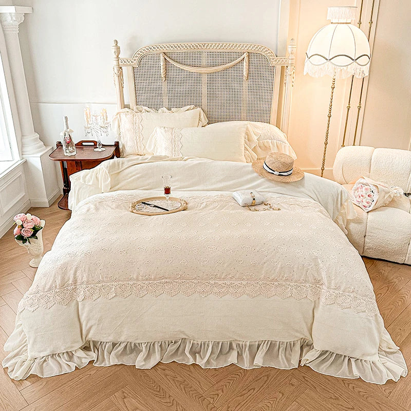 Livilla Jodhpur Tan Velvet Soft Fleece Embroidered Bedding Set