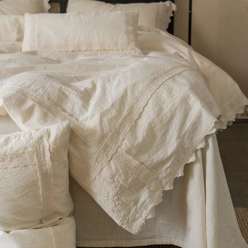 Eudoxia Natural Linen Cotton Vintage Bedding Set