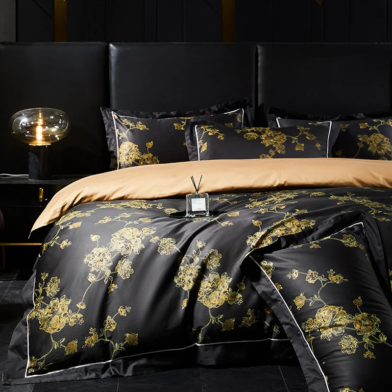 Giuliana Black 1000TC Egyptian Cotton Bedding Set