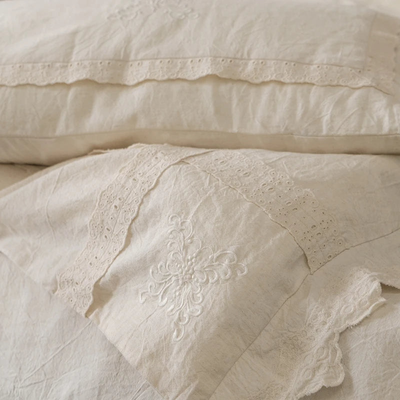 Eudoxia Natural Linen Cotton Vintage Bedding Set