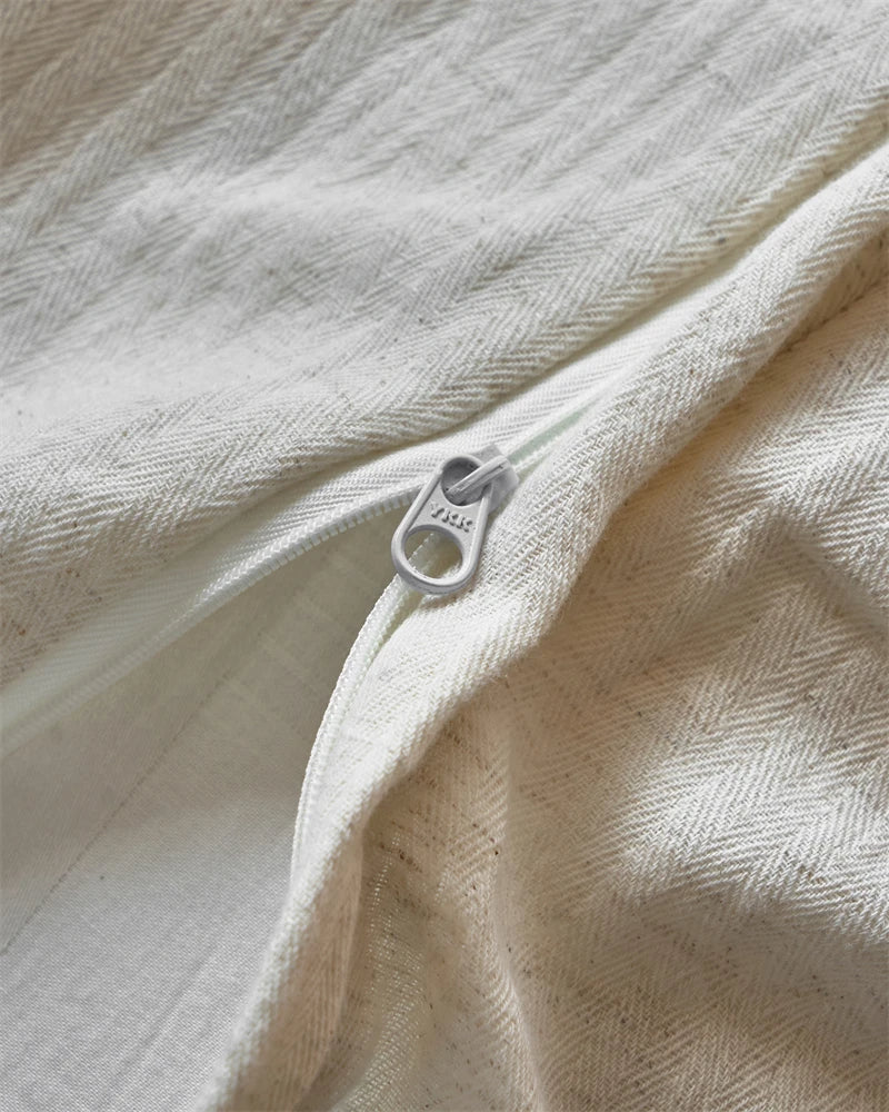 Zoe Natural Linen Cotton Vintage Bedding Set