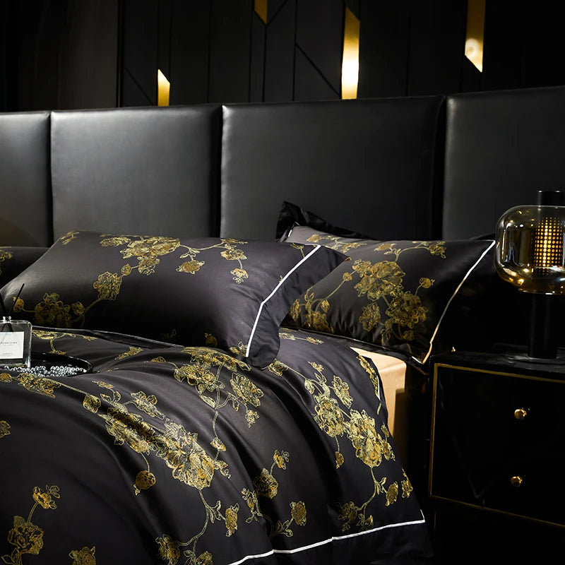 Giuliana Black 1000TC Egyptian Cotton Bedding Set