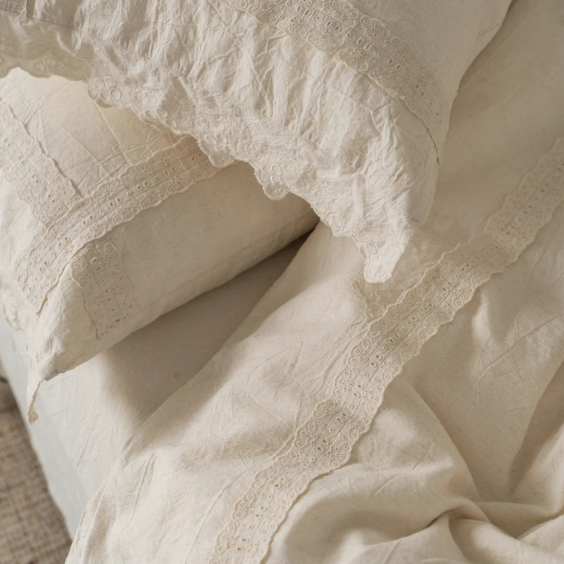 Eudoxia Natural Linen Cotton Vintage Bedding Set