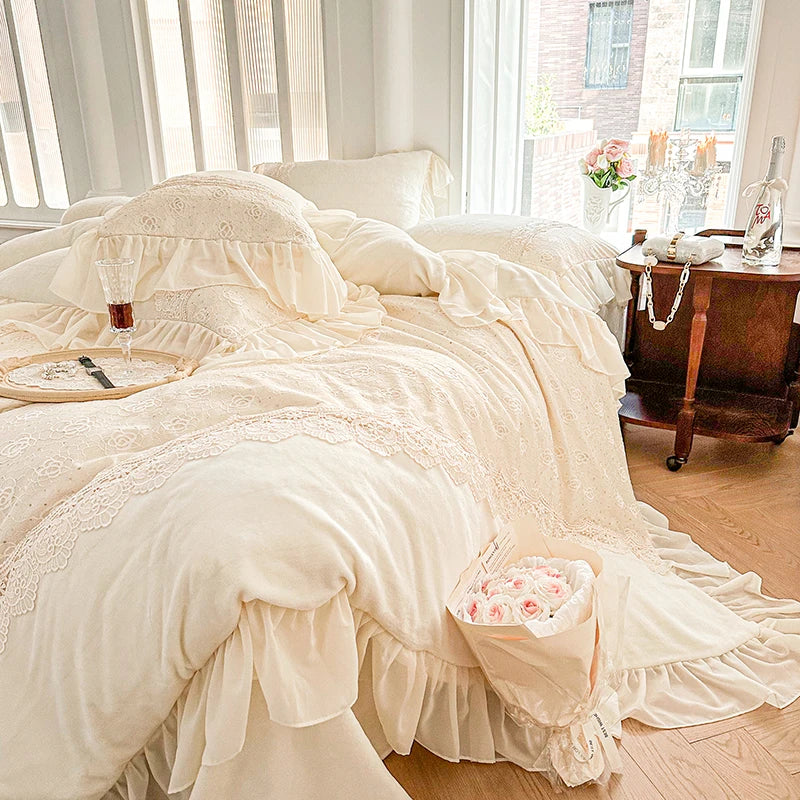 Livilla Jodhpur Tan Velvet Soft Fleece Embroidered Bedding Set