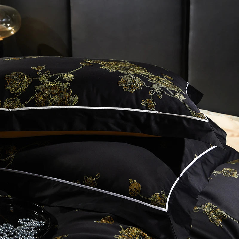 Giuliana Black 1000TC Egyptian Cotton Bedding Set