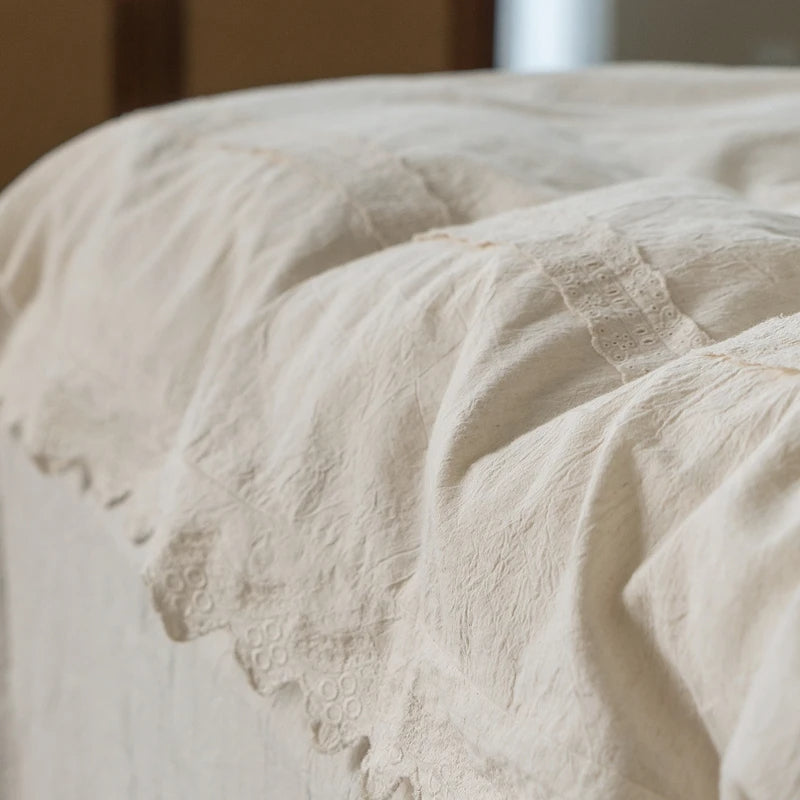 Eudoxia Natural Linen Cotton Vintage Bedding Set