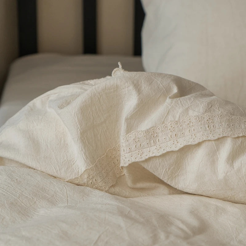 Eudoxia Natural Linen Cotton Vintage Bedding Set