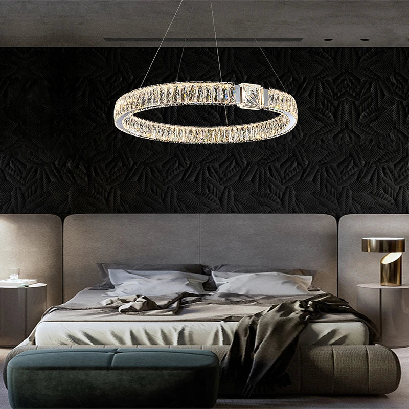 Lustre suspendu en cristal de luxe Junia