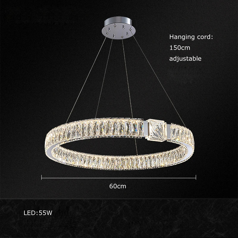 Lustre suspendu en cristal de luxe Junia