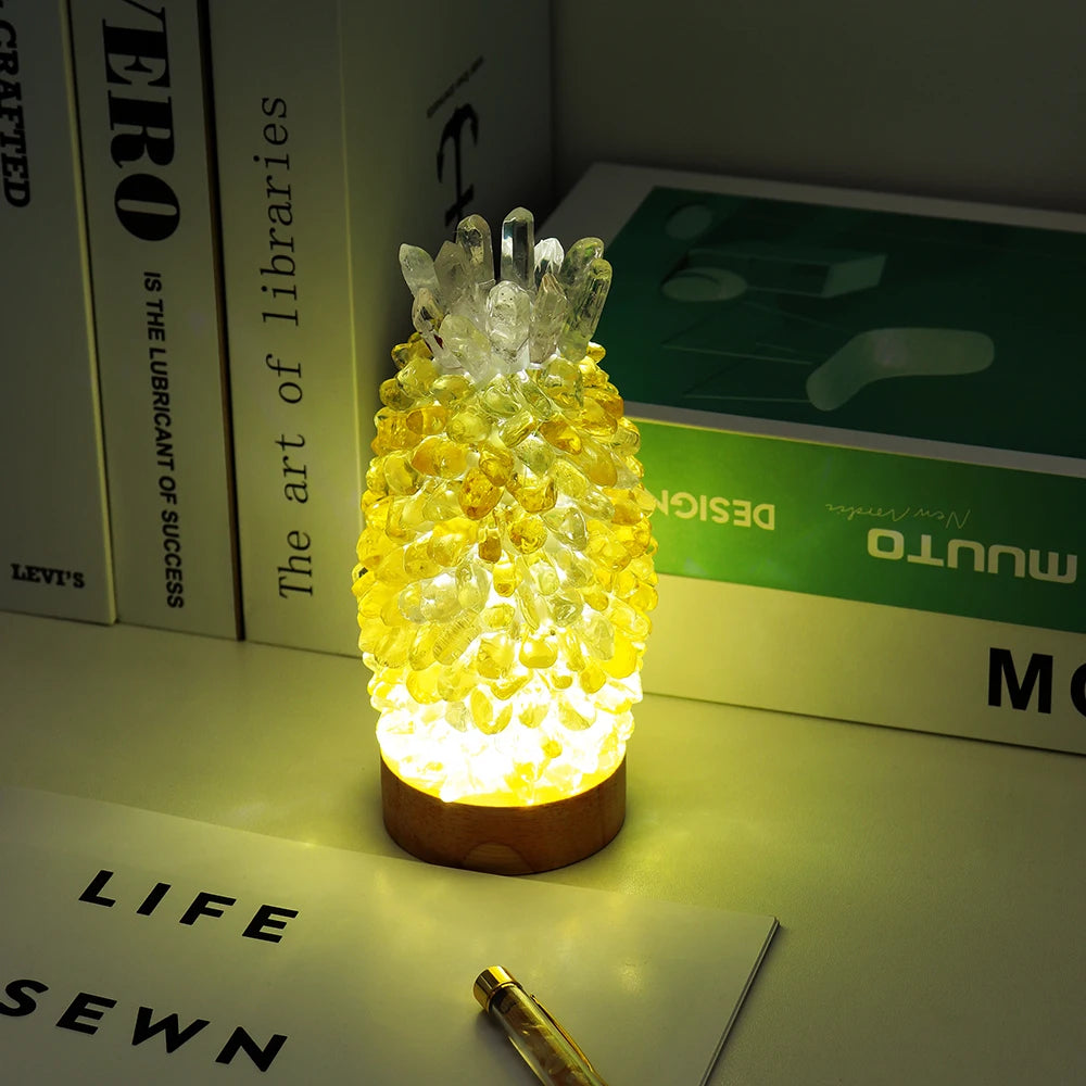 Lauretta Natural Crystal Bedside Pineapple Lamp