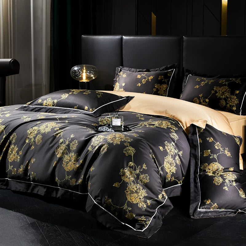 Giuliana Black 1000TC Egyptian Cotton Bedding Set