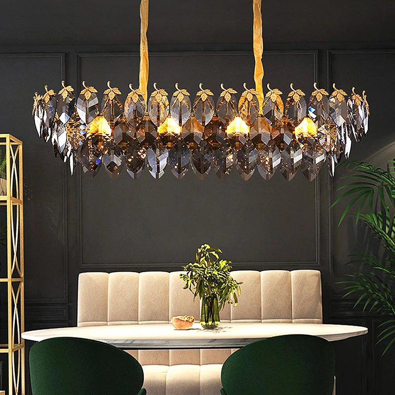 Marcellus Luxury Crystal Leaves Handcrafted Chandelier