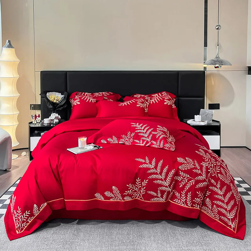 Adelia Monza Red 400TC Egyptian Cotton Bedding Set