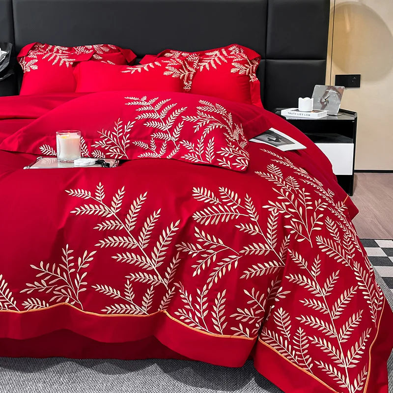 Adelia Monza Red 400TC Egyptian Cotton Bedding Set