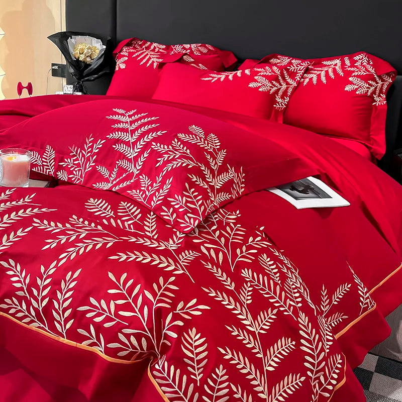 Adelia Monza Red 400TC Egyptian Cotton Bedding Set