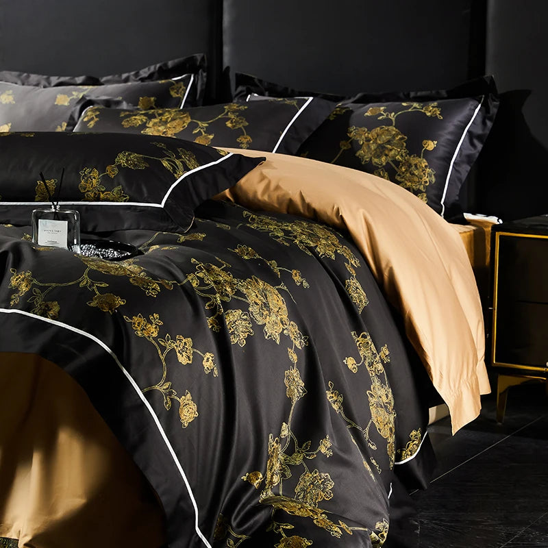 Giuliana Black 1000TC Egyptian Cotton Bedding Set