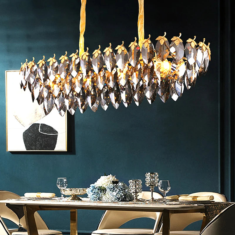 Marcellus Luxury Crystal Leaves Handcrafted Chandelier