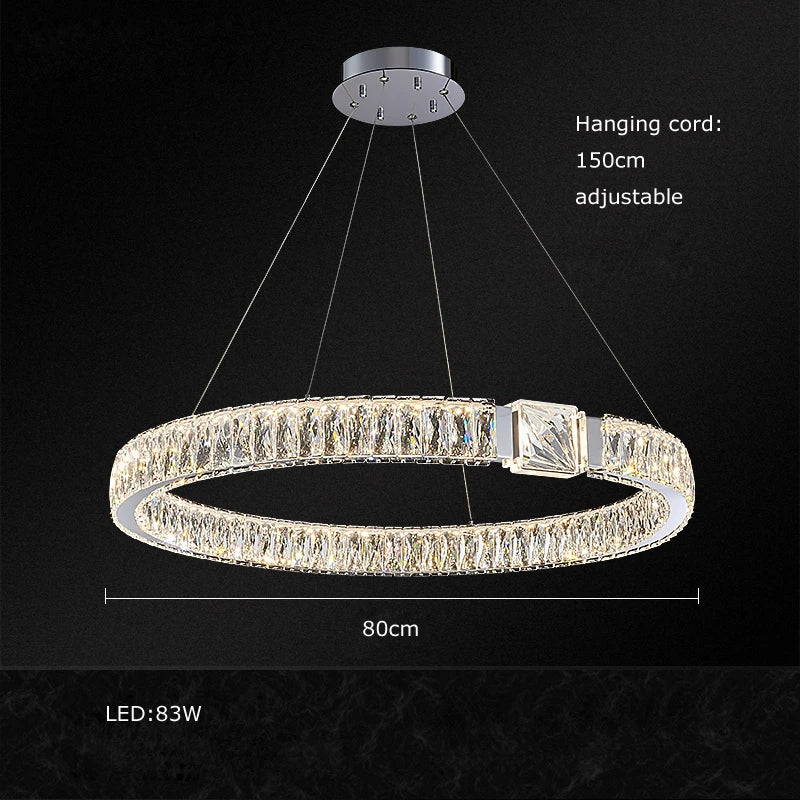 Lustre suspendu en cristal de luxe Junia