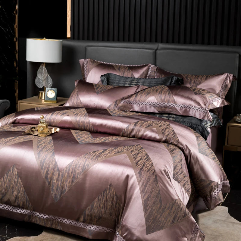 Aurelia Opium 1000TC Satin Jacquard Egyptian Cotton Bedding Set