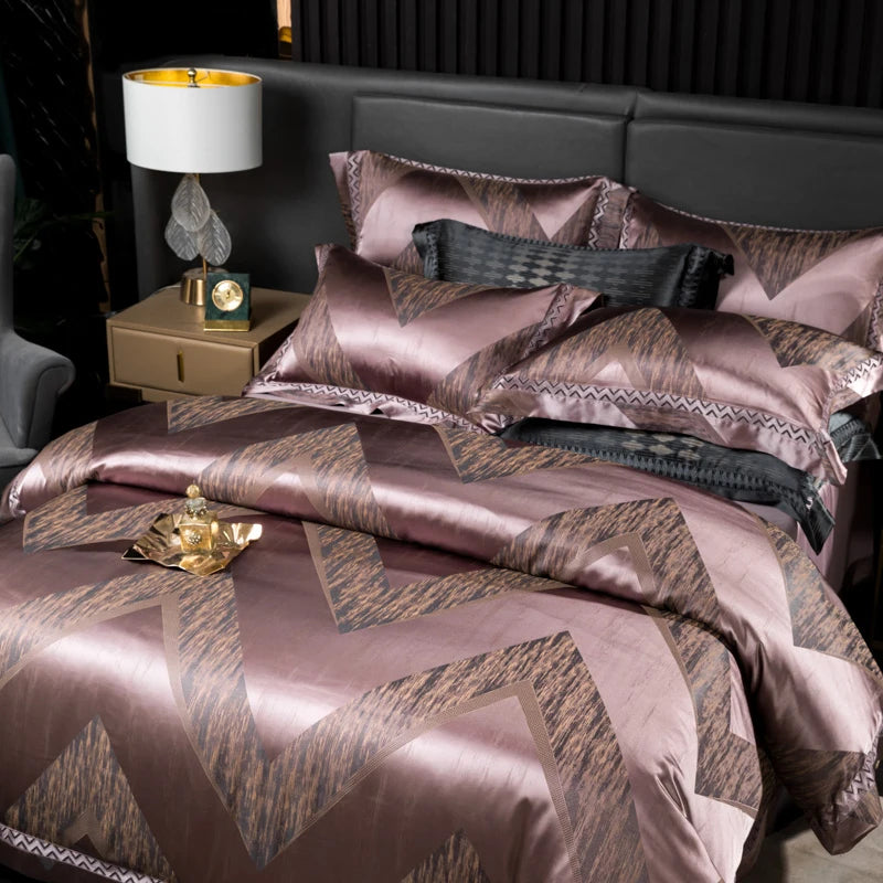 Aurelia Opium 1000TC Satin Jacquard Egyptian Cotton Bedding Set