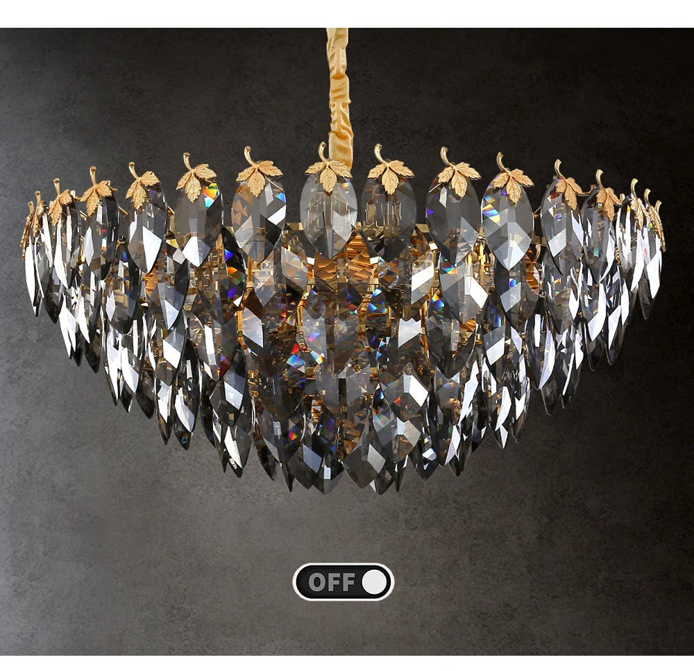 Marcellus Luxury Crystal Leaves Handcrafted Chandelier