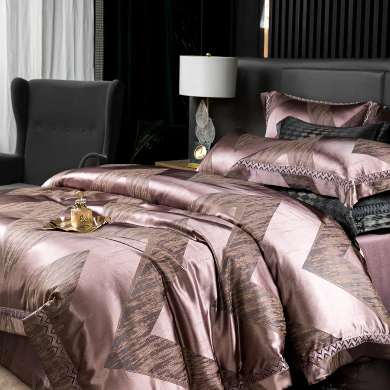 Aurelia Opium 1000TC Satin Jacquard Egyptian Cotton Bedding Set