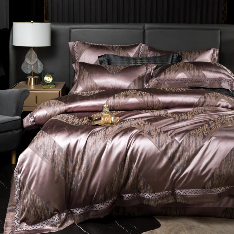 Aurelia Opium 1000TC Satin Jacquard Egyptian Cotton Bedding Set