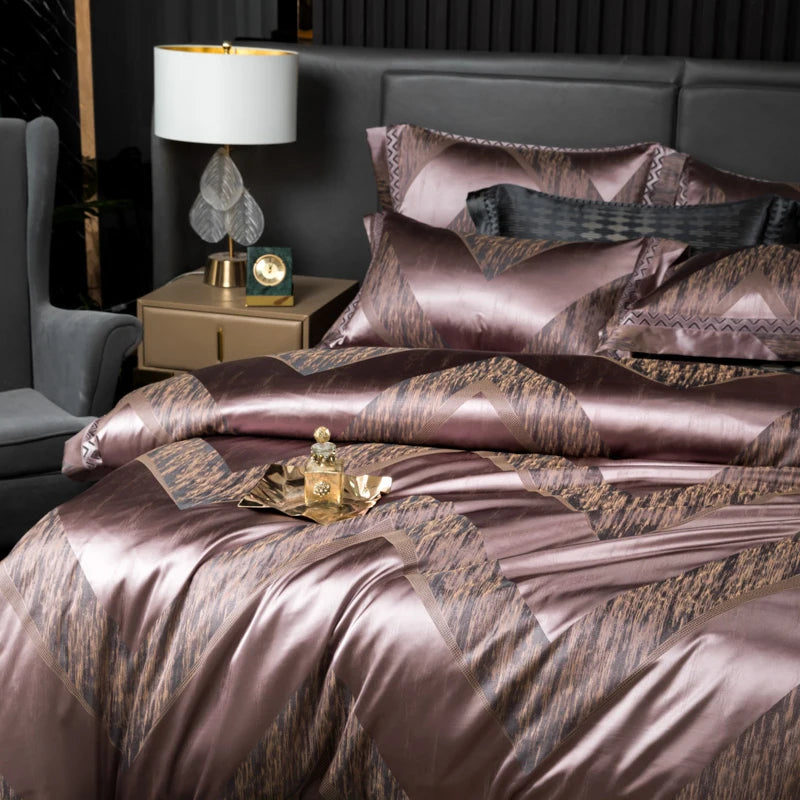 Aurelia Opium 1000TC Satin Jacquard Egyptian Cotton Bedding Set