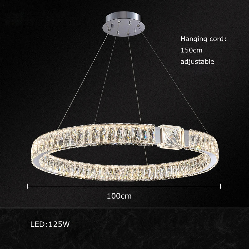 Lustre suspendu en cristal de luxe Junia