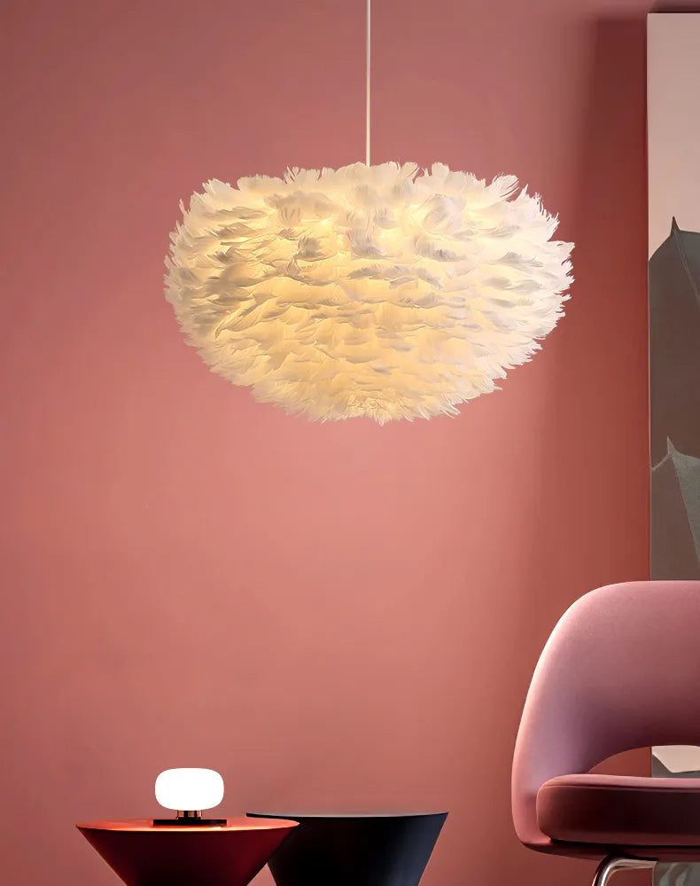 Lampe moderne en plumes d'oie faite main Clelia